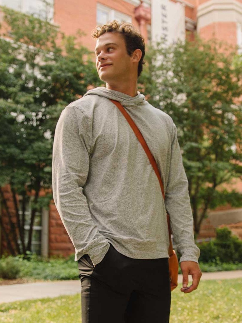 Albion Men's Heather Gray Lightweight Hooded Long-Sleeve